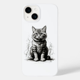 Niedliche Cat Pencil Sketch Case-Mate iPhone 14 Hülle