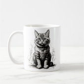 Niedliche Cat Pencil Sketch Kaffeetasse (Links)