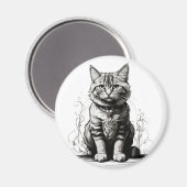 Niedliche Cat Pencil Sketch Magnet (Vorderseite/Rückseite)