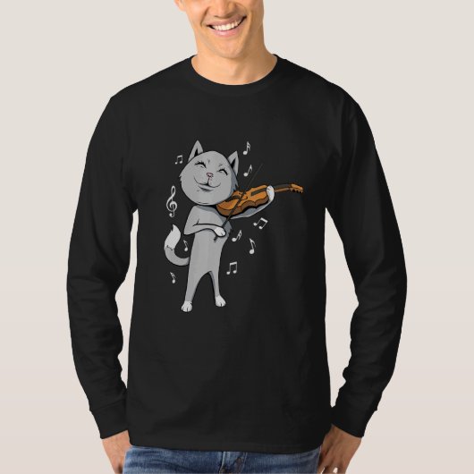 Niedliche Cat Plays Violine Viola Fiddle T-Shirt (Vorderseite)