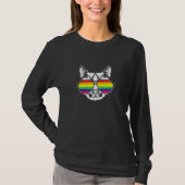 Niedliche Cat Rainbow Gläser Sonnenbrille Ausstatt T-Shirt (Vorderseite)