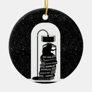 Niedliche Cat Reading Shakespeare Plays Keramikornament