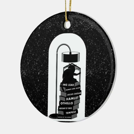 Niedliche Cat Reading Shakespeare Plays Keramikornament (Links)