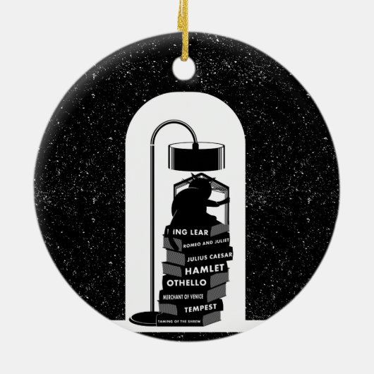 Niedliche Cat Reading Shakespeare Plays Keramikornament (Hinten)