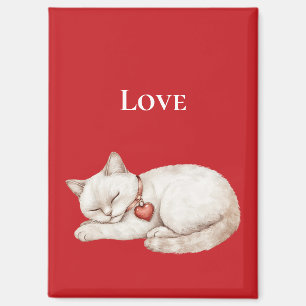 Niedliche Cat Red Heart Liebe Magnet