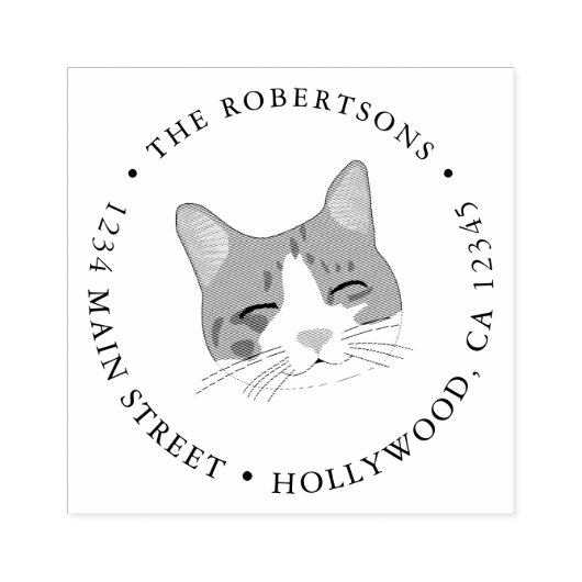 Niedliche Cat Rücksendeadresse Gummi Briefmarke Gummistempel (Prägung)