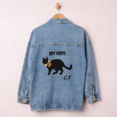 Niedliche Cat-Silhouette mit Golden Jewel Bow Jeansjacke (Hangar)