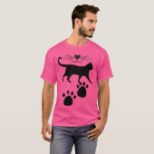 Niedliche Cat-Silhouette mit Herznose und Paw-Prin T-Shirt (Vorne ganz)