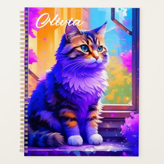 Niedliche Cat Sitting in Window Ai Art Planer (Vorderseite)