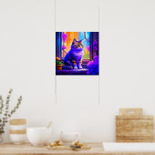 Niedliche Cat Sitting in Window Ai Art Poster (Küche)