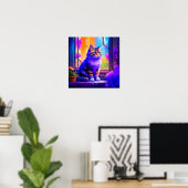Niedliche Cat Sitting in Window Ai Art Poster (Heimbüro)