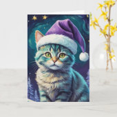 Niedliche Cat Starry Night Card - Anpassen Karte (Gelbe Blume)