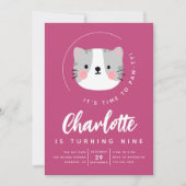 Niedliche Cat Time to Paw ty Birthday Party Einladung (Vorderseite)