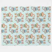 Niedliche Cat Twins in Sweaters Gray und Orange Ki Fleecedecke (Vorderseite (Horizontal))