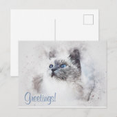 Niedliche Cat Watercolor Postkarte (Vorne/Hinten)
