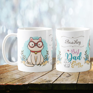 Niedliche Cat Wear Brillen Bester Vater je Thema Kaffeetasse