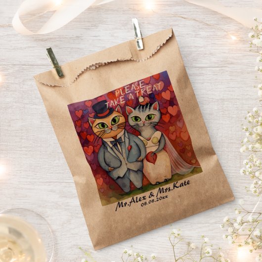 Niedliche Cat Wedding Geschenktütchen (Ausgeschnitten)