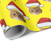 Niedliche Cat-Weihnachtsmannmütze | Custom Face Ca Geschenkpapier (Rolleneckpunkt)