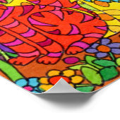 Niedliche Cats Garten Blume Mond Zeichnend Poster (Ecke)