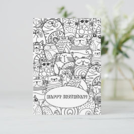 Niedliche Cats Zen Doodle Farbkarte Dankeskarte