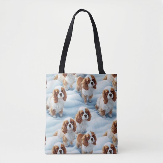 Niedliche Cavalier Spaniels verzaubert Winterschne Tasche (Vorderseite)