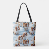 Niedliche Cavalier Spaniels verzaubert Winterschne Tasche (Rückseite)
