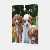 Niedliche Cavapoo Puppy Hunde Ornament Aus Metall (Vorderseite links)