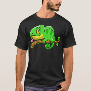 Niedliche Chameleon auf dem Cartoon Baum T-Shirt
