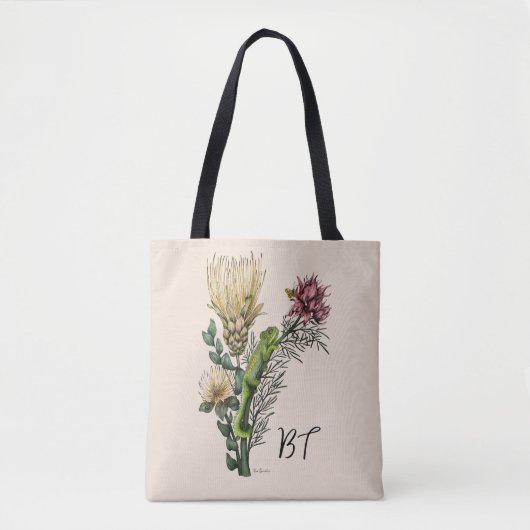 Niedliche Chameleon Bouquet Botanische Kunst Tasche (Vorderseite)