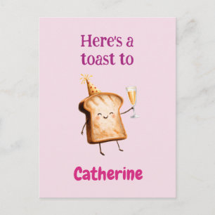 Niedliche Champagner-Toast-Figur für Frauen, Sprud Postkarte