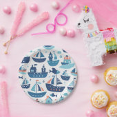 Niedliche Charming-Boote, Schiffe und Fische Pappteller (Party)