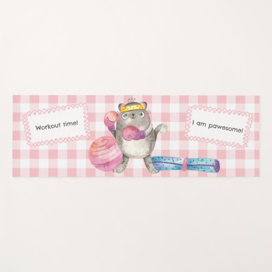 Niedliche Chat-Fitness Motivierend rosa Yogamatte (Vorderseite (Horizontal))