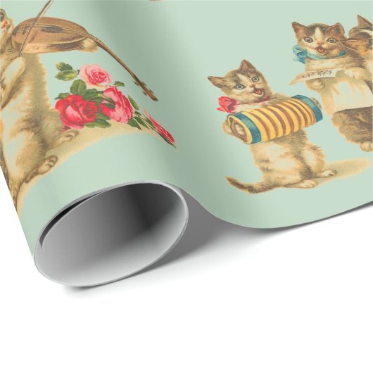 Niedliche Chat-Musiker Geburtstag Geschenkpapier (Rolleneckpunkt)