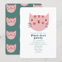Niedliche Chat Pink Green Geburtstagspartei