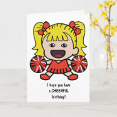 Niedliche Cheerleader Geburtstagskarte für Mädchen Karte (Gelbe Blume)