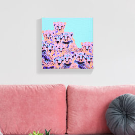 Niedliche Cheetah Familienrosa & Peach Wilde Kunst Leinwanddruck