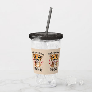 Niedliche Cheetah Lover Wildlife Kunst mit Akzente Acryltrinkbecher