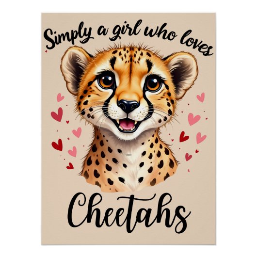 Niedliche Cheetah Lover Wildlife Kunst mit Akzente Poster (Vorderseite)