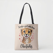 Niedliche Cheetah Lover Wildlife Kunst mit Akzente Tasche (Vorderseite)