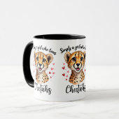 Niedliche Cheetah Lover Wildlife Kunst mit Akzente Tasse (Vorderseite Links)