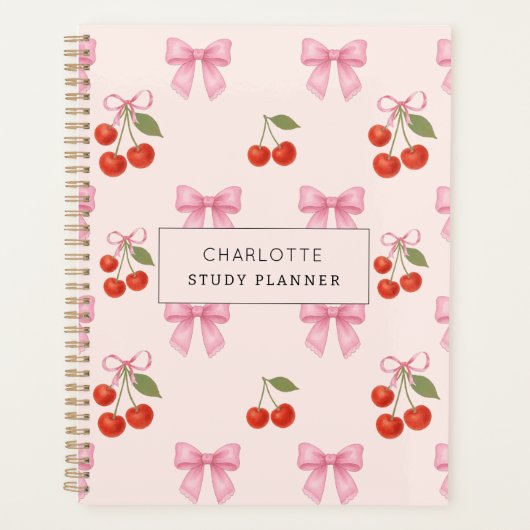 Niedliche Cherry Bow Coquette Studie Lektion Planer (Vorderseite)