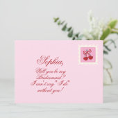 Niedliche Cherry Letter Bridesmaid-Karte (Stehend Vorderseite)
