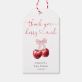 Niedliche Cherry mit Bow Baby Dusche Vielen Dank Geschenkanhänger (Vorderseite)