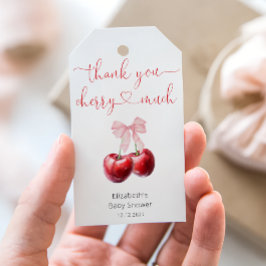 Niedliche Cherry mit Bow Baby Dusche Vielen Dank Geschenkanhänger