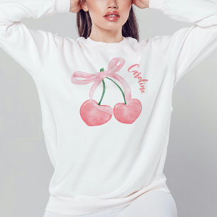 Niedliche Cherry mit rosa Bow Girly Coquette Ästhe Sweatshirt