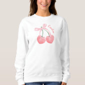 Niedliche Cherry mit rosa Bow Girly Coquette Ästhe Sweatshirt (Vorderseite)