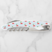 Niedliche Cherry-Stiele für hellblaue Monogramm Kellnermesser (Rückseite)