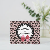 Niedliche Chevrons, Dots, Bow Pink und Black Z55 Postkarte (Stehend Vorderseite)