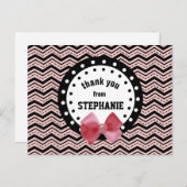 Niedliche Chevrons, Dots, Bow Pink und Black Z55 Postkarte (Vorne/Hinten)