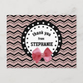 Niedliche Chevrons, Dots, Bow Pink und Black Z55 Postkarte (Vorderseite)